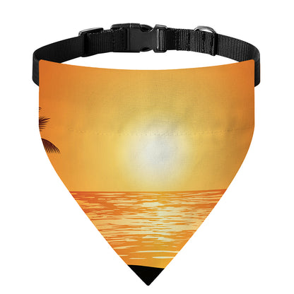 Palm Tree Beach Sunset Print Over The Collar Dog Bandana