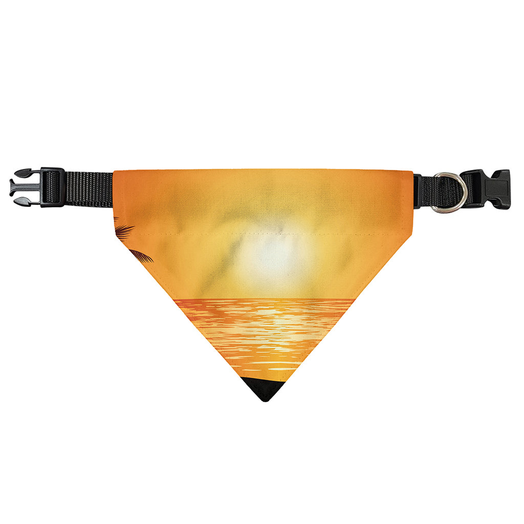 Palm Tree Beach Sunset Print Over The Collar Dog Bandana