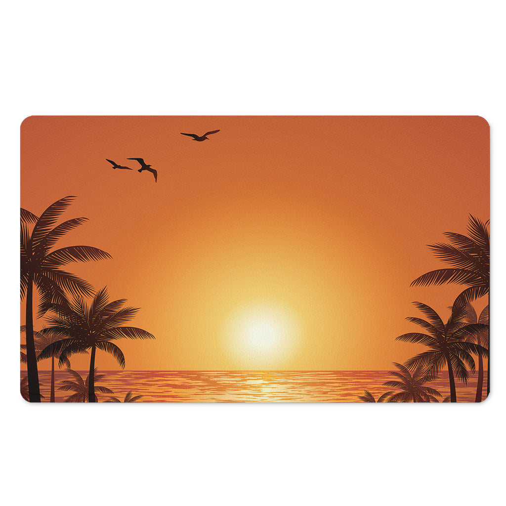 Palm Tree Beach Sunset Print Polyester Doormat