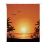 Palm Tree Beach Sunset Print Polyester Shower Curtain