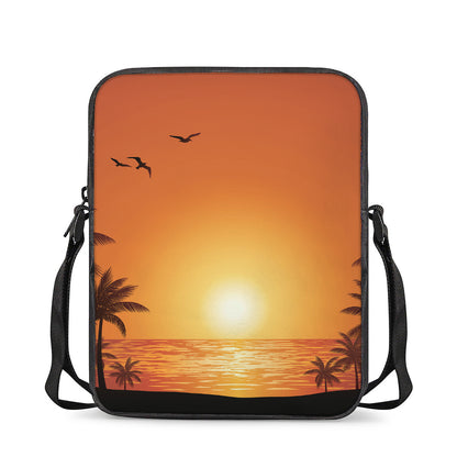 Palm Tree Beach Sunset Print Rectangular Crossbody Bag