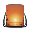 Palm Tree Beach Sunset Print Rectangular Crossbody Bag