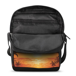 Palm Tree Beach Sunset Print Rectangular Crossbody Bag