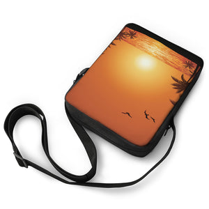 Palm Tree Beach Sunset Print Rectangular Crossbody Bag