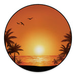 Palm Tree Beach Sunset Print Round Floor Mat