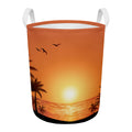 Palm Tree Beach Sunset Print Round Laundry Basket