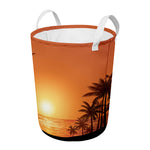 Palm Tree Beach Sunset Print Round Laundry Basket