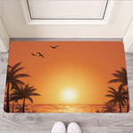 Palm Tree Beach Sunset Print Rubber Doormat