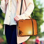 Palm Tree Beach Sunset Print Shoulder Strap Bible Bag