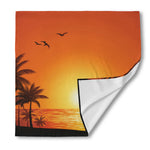 Palm Tree Beach Sunset Print Silk Bandana