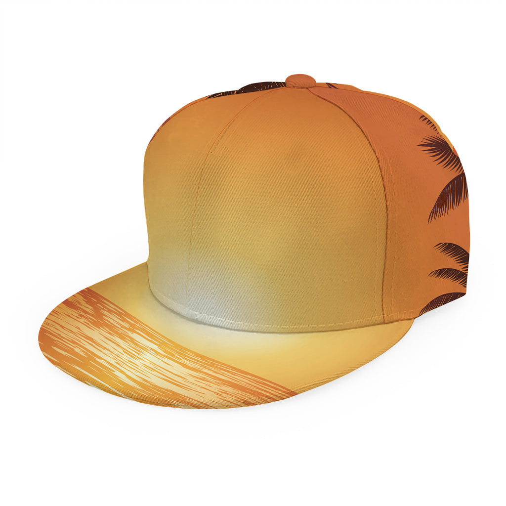 Palm Tree Beach Sunset Print Snapback Cap