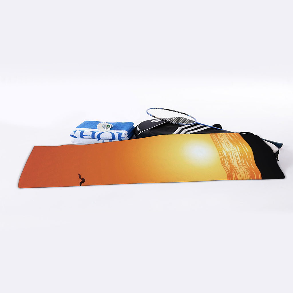 Palm Tree Beach Sunset Print Sports Towel
