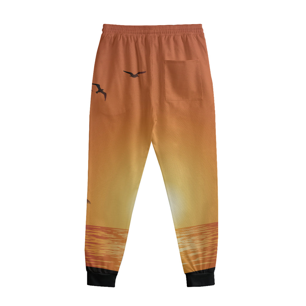Palm Tree Beach Sunset Print Sweatpants