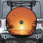 Palm Tree Beach Sunset Print Tire Cover With Camera Hole