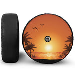 Palm Tree Beach Sunset Print Tire Cover With Camera Hole