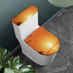 Palm Tree Beach Sunset Print Toilet Lid And Tank Cover Set