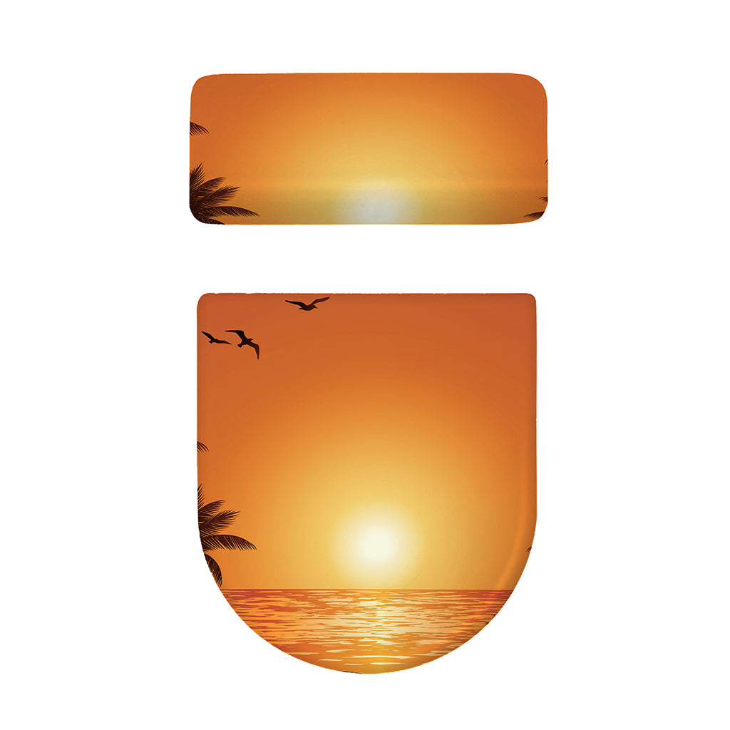 Palm Tree Beach Sunset Print Toilet Lid And Tank Cover Set