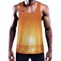 Palm Tree Beach Sunset Print Men's Workout Tank Top