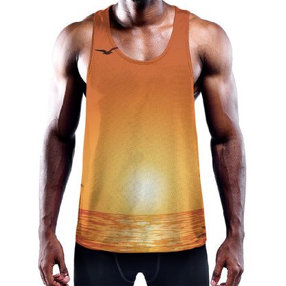 Palm Tree Beach Sunset Print Training Tank Top
