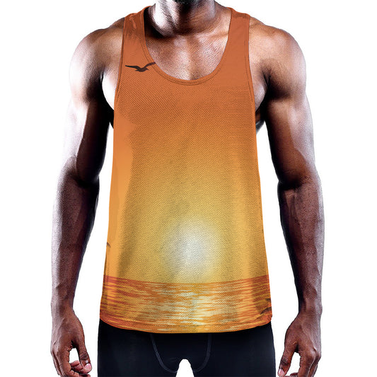 Palm Tree Beach Sunset Print Training Tank Top