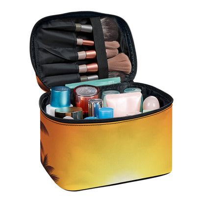 Palm Tree Beach Sunset Print Travel Makeup Bag