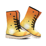 Palm Tree Beach Sunset Print Winter Boots