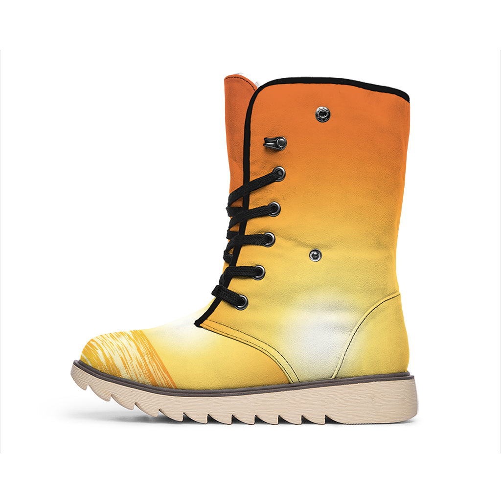 Palm Tree Beach Sunset Print Winter Boots