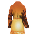 Palm Tree Beach Sunset Print Women's Bathrobe