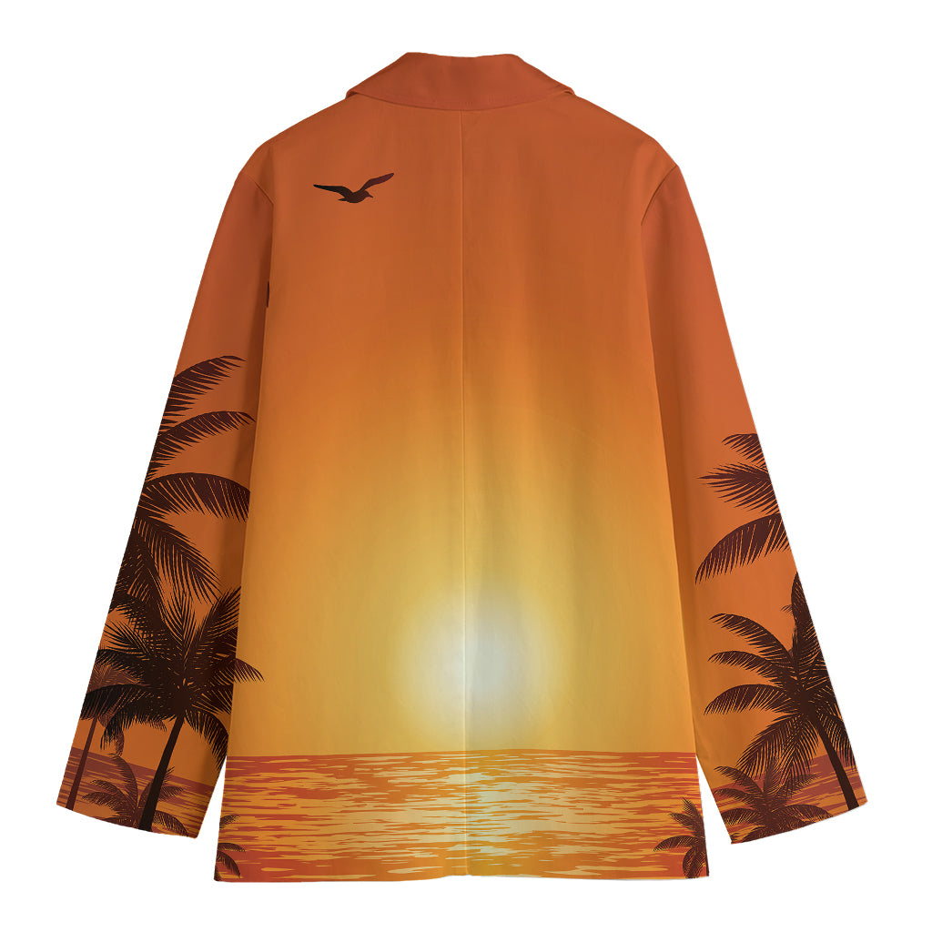 Palm Tree Beach Sunset Print Women's Blazer