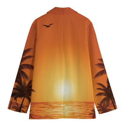 Palm Tree Beach Sunset Print Women's Blazer