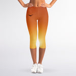 Palm Tree Beach Sunset Print Women's Capri Leggings