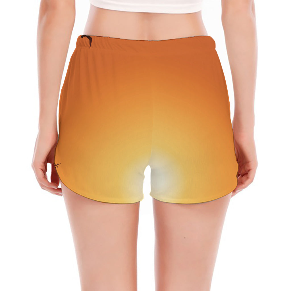 Palm Tree Beach Sunset Print Women's Split Running Shorts