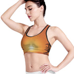 Palm Tree Beach Sunset Print Women's Sports Bra