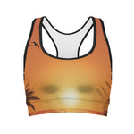 Palm Tree Beach Sunset Print Women's Sports Bra