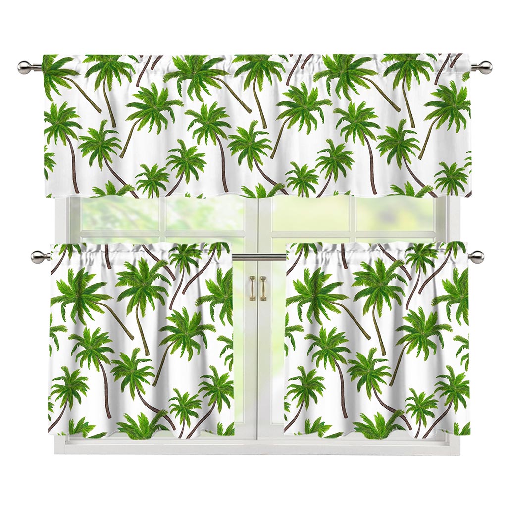 Palm Tree Pattern Print 3 Piece Kitchen Curtains