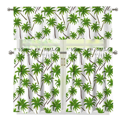 Palm Tree Pattern Print 3 Piece Kitchen Curtains