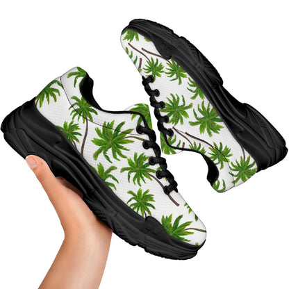 Palm Tree Pattern Print Black Chunky Shoes