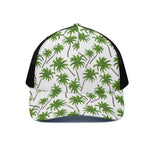Palm Tree Pattern Print Black Mesh Trucker Cap