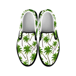 Palm Tree Pattern Print Black Slip On Sneakers