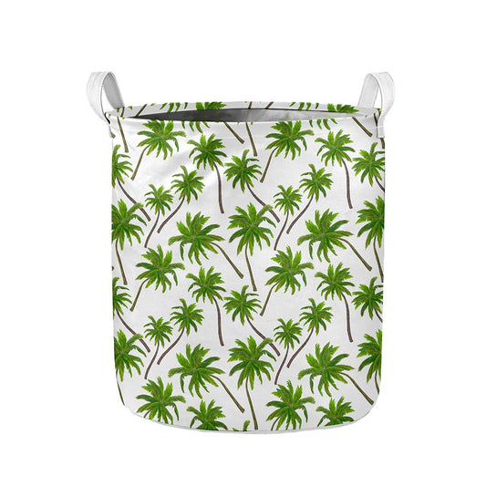 Palm Tree Pattern Print Collapsible Laundry Basket