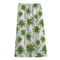 Palm Tree Pattern Print Cotton Front Slit Maxi Skirt