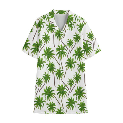 Palm Tree Pattern Print Cotton Hawaiian Shirt