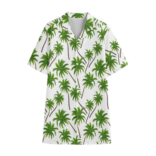 Palm Tree Pattern Print Cotton Hawaiian Shirt