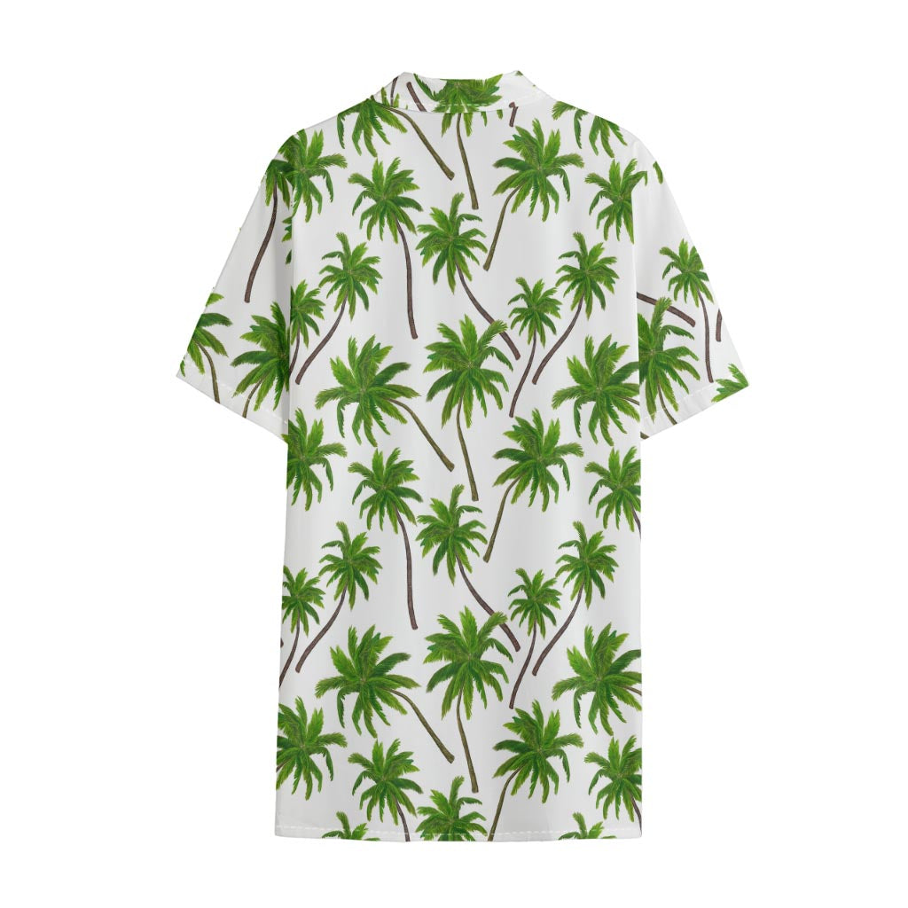 Palm Tree Pattern Print Cotton Hawaiian Shirt