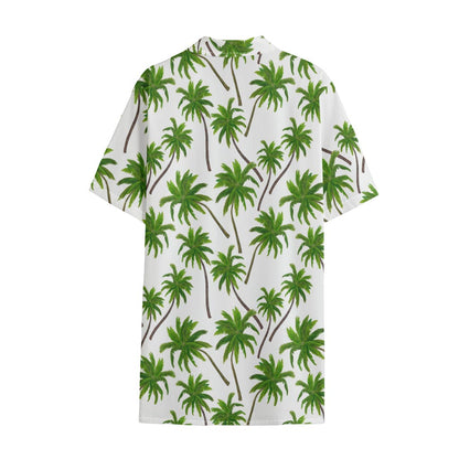 Palm Tree Pattern Print Cotton Hawaiian Shirt