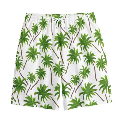 Palm Tree Pattern Print Cotton Shorts