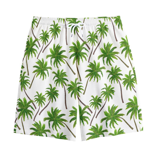 Palm Tree Pattern Print Cotton Shorts