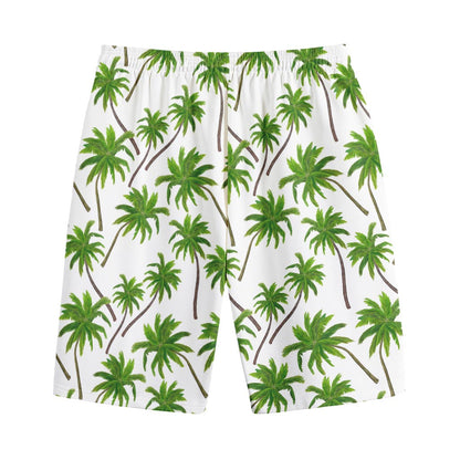 Palm Tree Pattern Print Cotton Shorts