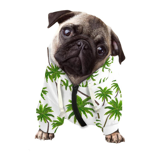 Palm Tree Pattern Print Dog Zip Up Hoodie