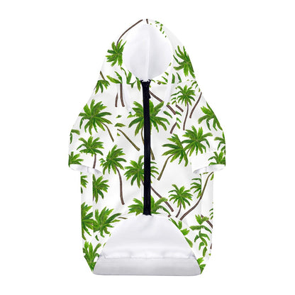 Palm Tree Pattern Print Dog Zip Up Hoodie